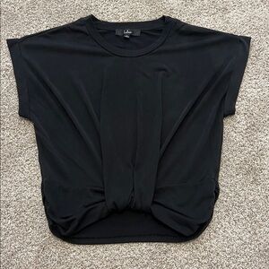 Lulu's Knot-Front Black Crop Top